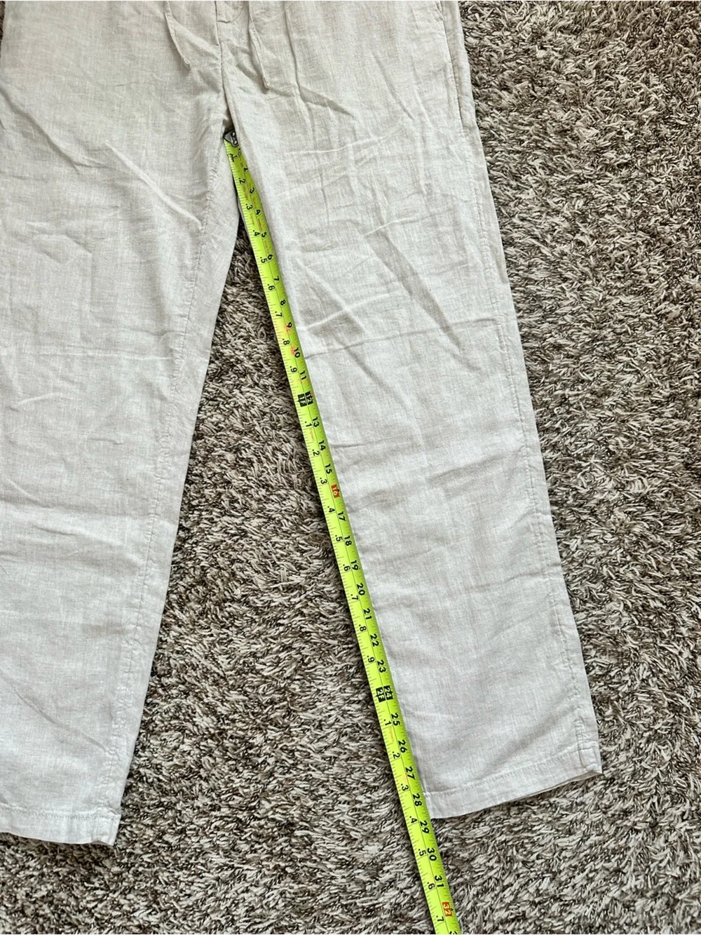 H&M Men’s Light Beige Drawstring Linen-Blend Pants Size M Regular Fit